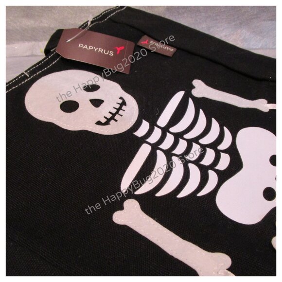 SKELETON fabric-canvas trick or treat tote bag-PAPYRUS- arms-legs move! NEW - Picture 2 of 10